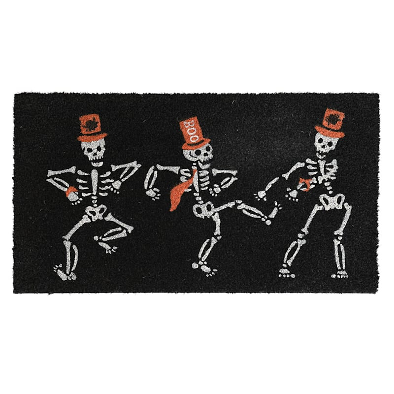 Homespun Halloween Dancing Skeletons Trio Coir Mat, 18x30 | At Home