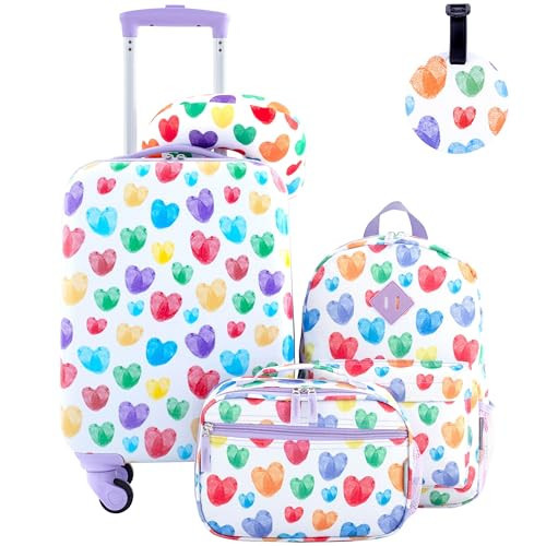 Travelers Club 5 Piece Kids' Luggage Set, Thumbprint Heart | Amazon (US)