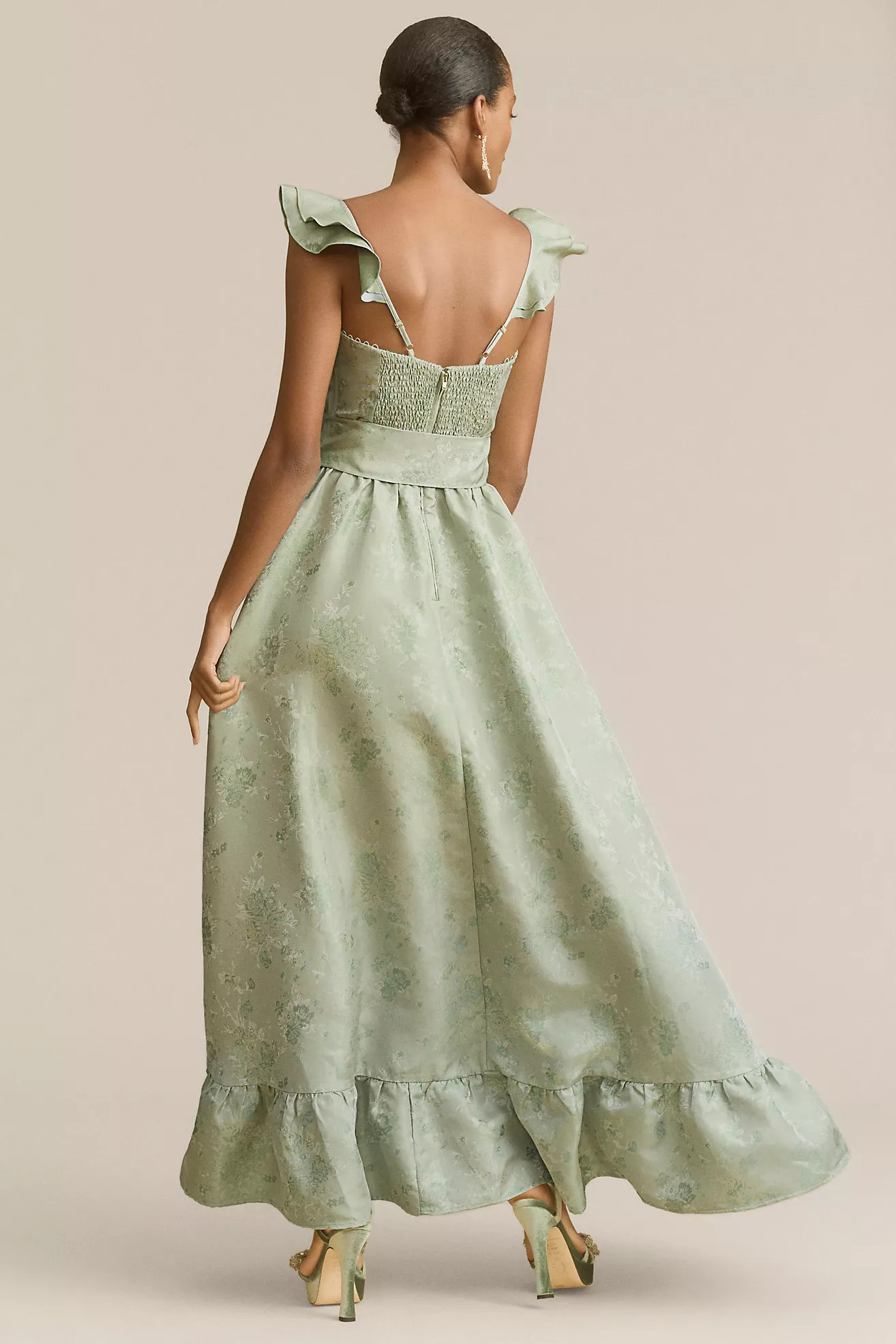 V. Chapman Veronica Corset Ruffle Side-Slit Dress | Anthropologie (US)