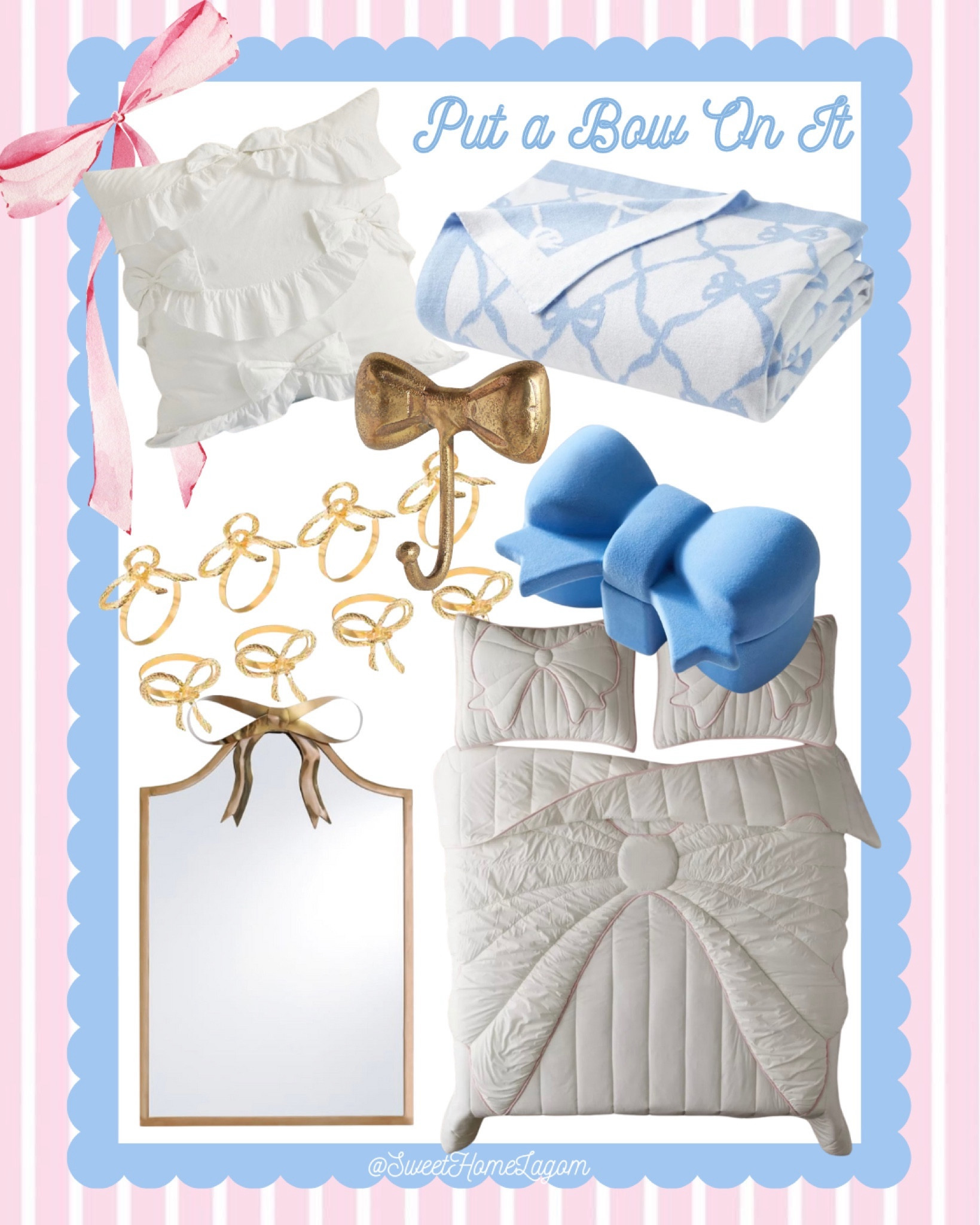 Put a bow on it!! I’ve been in my bow era since the beginning of time so I’m SO excited 2024 seems to be the year of the bow! 🎀 How ADORABLE is this bow bedding set?! 


decor inspiration | grandmillennial | southern living | chinoiserie | home decor | coastal | traditional | classic | granny chic | blue and white | pink bows | ruffle | preppy style | winter outfit | sneakers | living room | bedroom | jeans | bedding | lilly pulitzer | girly | loveshackfancy | coastal chic 

#LTKfindsunder100 #LTKsalealert #LTKhome