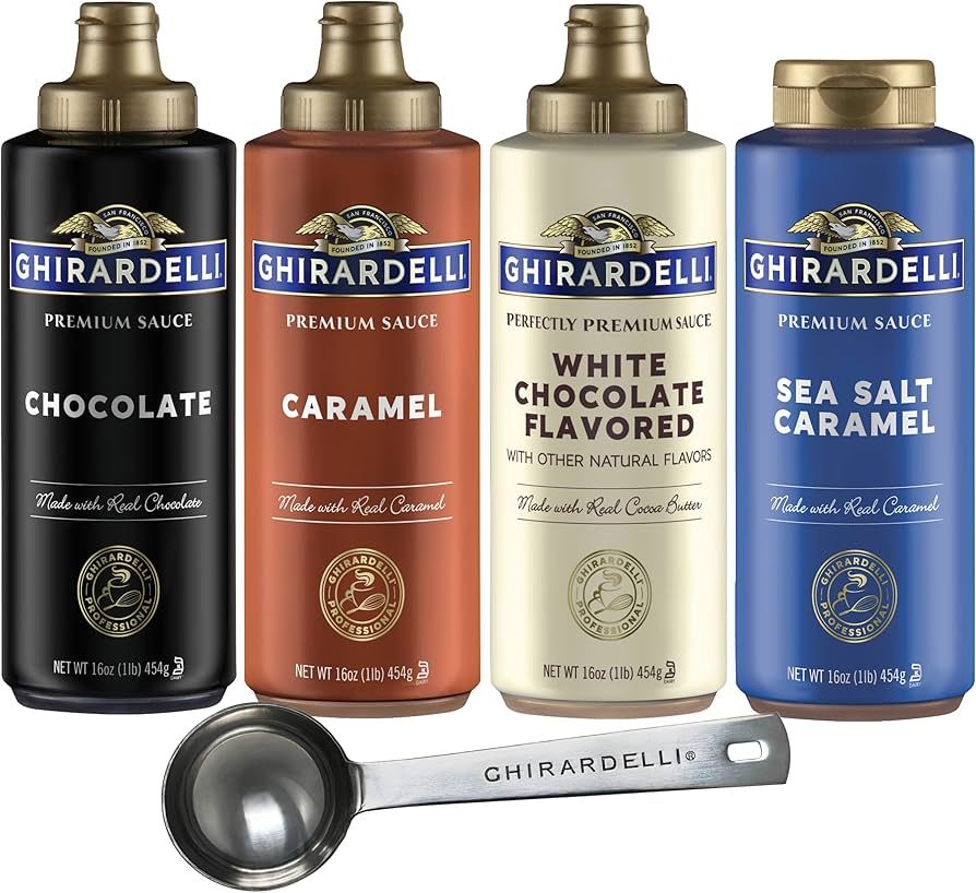 Ghirardelli Chocolate, Caramel, White Chocolate and Sea Salt Caramel Flavored Sauce 16 oz Bottles... | Amazon (US)