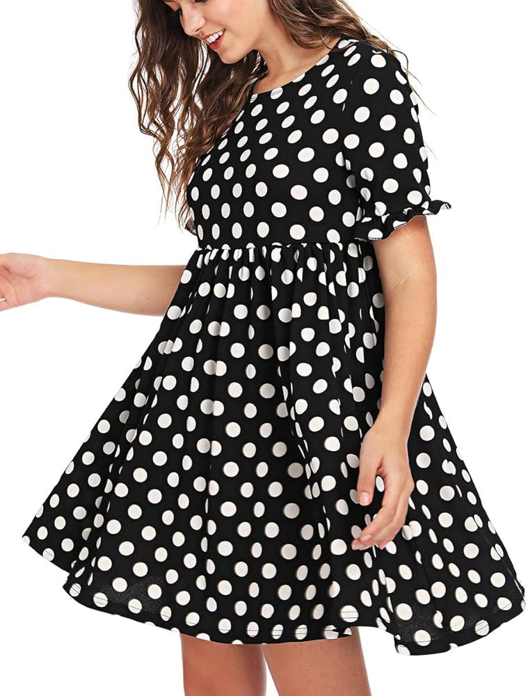 Women's Comfy Short Sleeve Smock Loose Tunic Flare Swing Party Dress | Amazon (US)