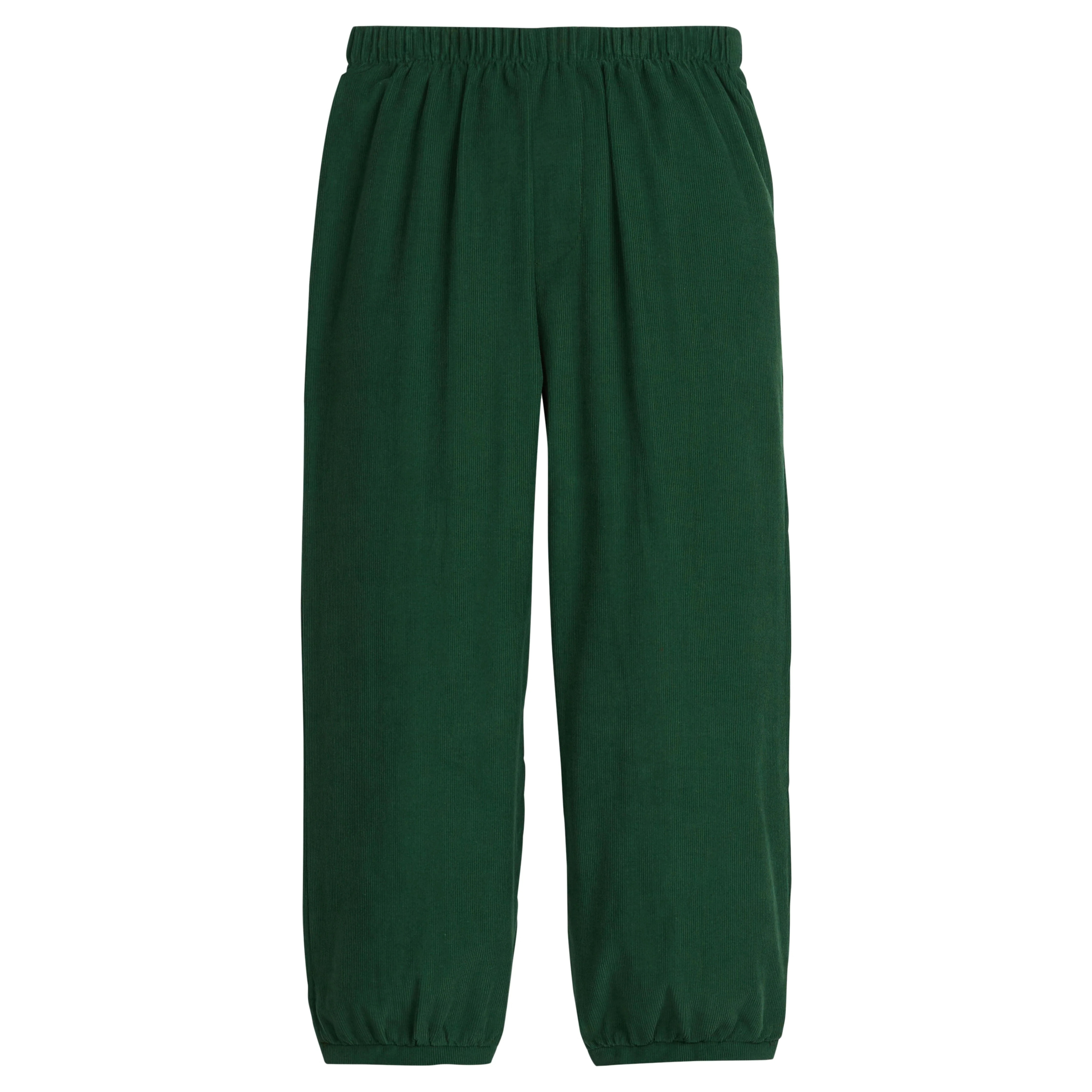 Boy's Elastic Waist Pant - Hunter Green Corduroy | Little English