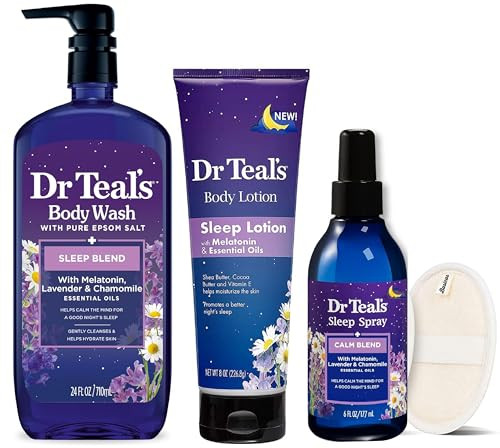 Dr. Teal's Melatonin Gift Set for Better Sleep - Complete Bath and Body Kit with Sleep Lotion, Body Wash, Sleep Spray -Ultimate Relaxation Spa Sets and Gifts for Women (Melatonin 4 Piece Kit) | Amazon (US)