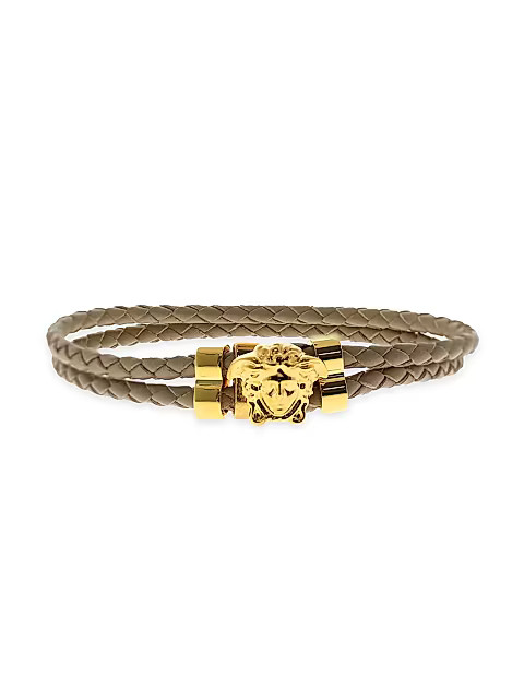 Versace Medusa Braided Leather Bracelet | Saks Fifth Avenue