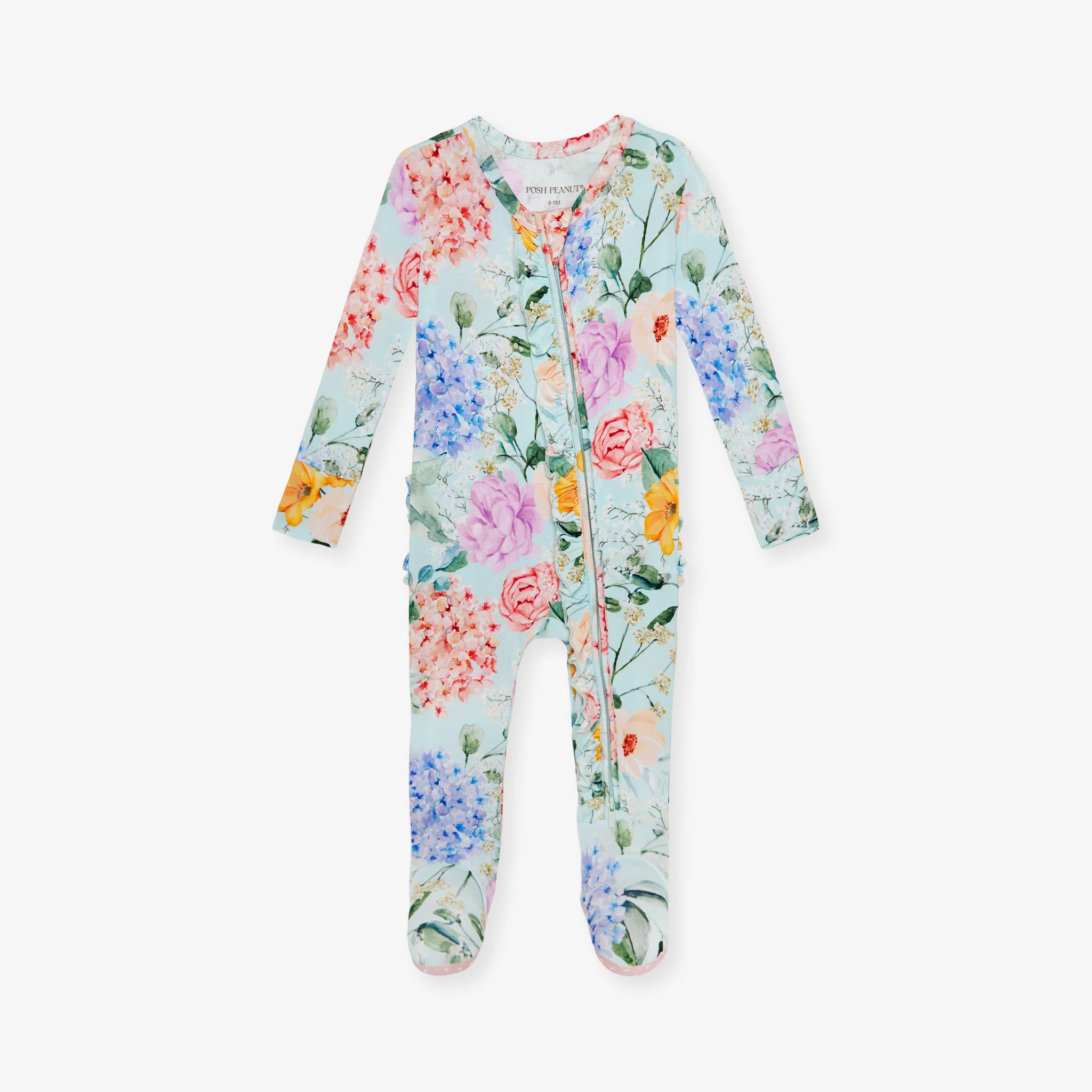 Ruffled Zippered One Piece | Erin | Floral Baby Girl Sleeper | Posh Peanut