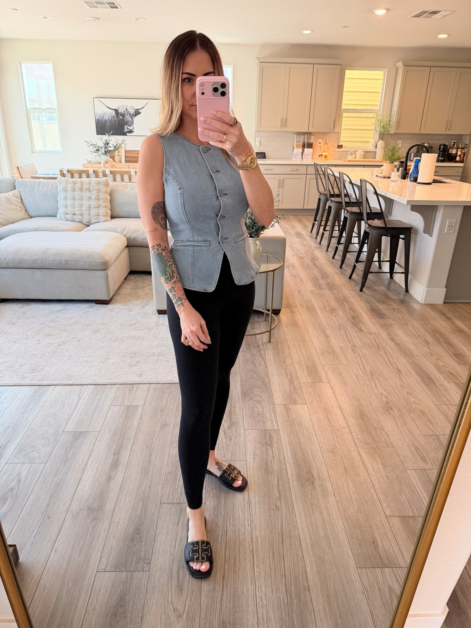 Easily transiting the denim top from work to every day with a pair of leggings  

#LTKootd #LTKgrwm #LTKWorkwear