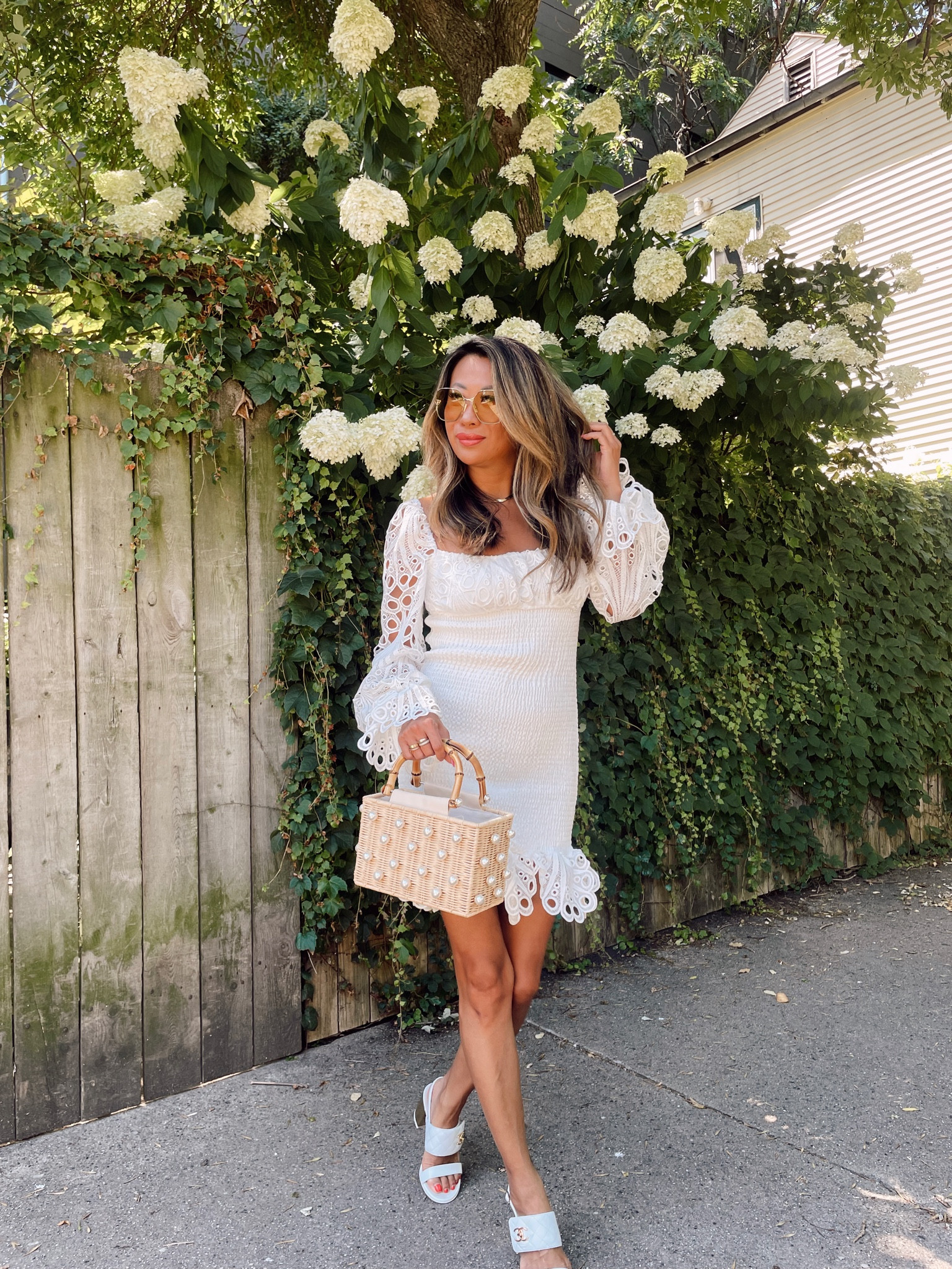 chinese dress ladies Right Moment Lace Overlay Frill Mini Dress White L main image 1