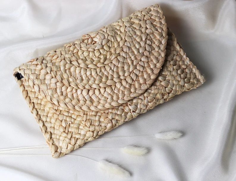 Straw Woven Clutch Bag Beach Bag Hen Party Bag Holiday Bag | Etsy | Etsy (US)