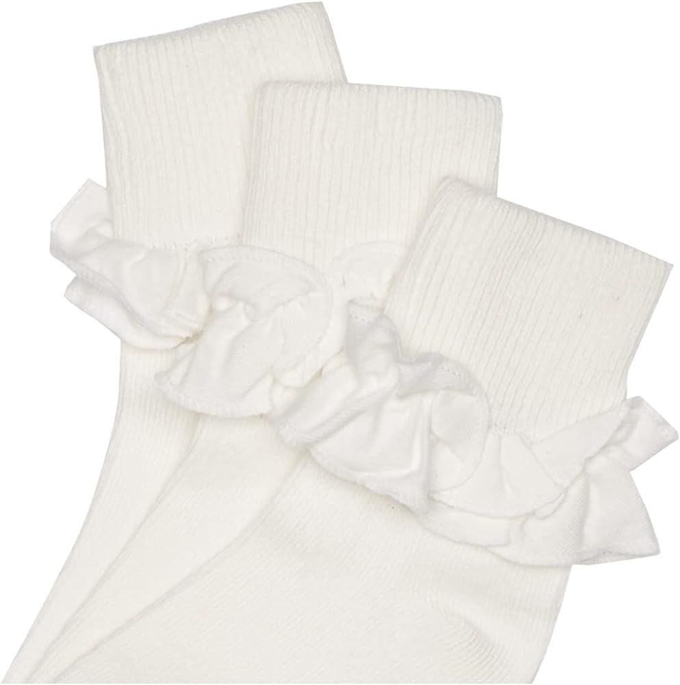 Jefferies Socks Girls 2-6X Misty Ruffle Turn Cuff 3 Pair Pack Socks | Amazon (US)