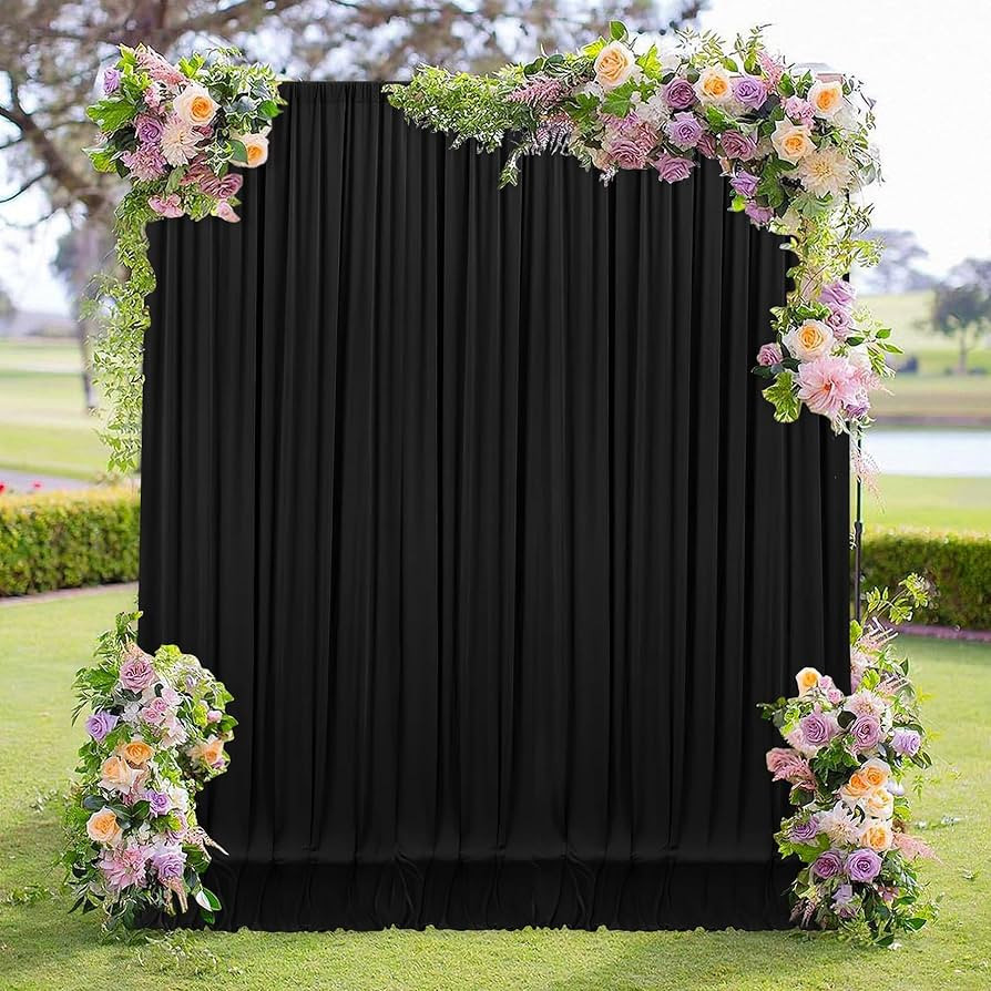 MEETSKY Black Backdrop Curtains for Parties - 10ft x 8ft Party Photo Background Curtain Rod Pocke... | Amazon (US)