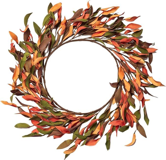 NeoL'artes 18inch Simple Orange Leaves Fall Wreath for Front Door for Thanksgiving Festival Party... | Amazon (US)