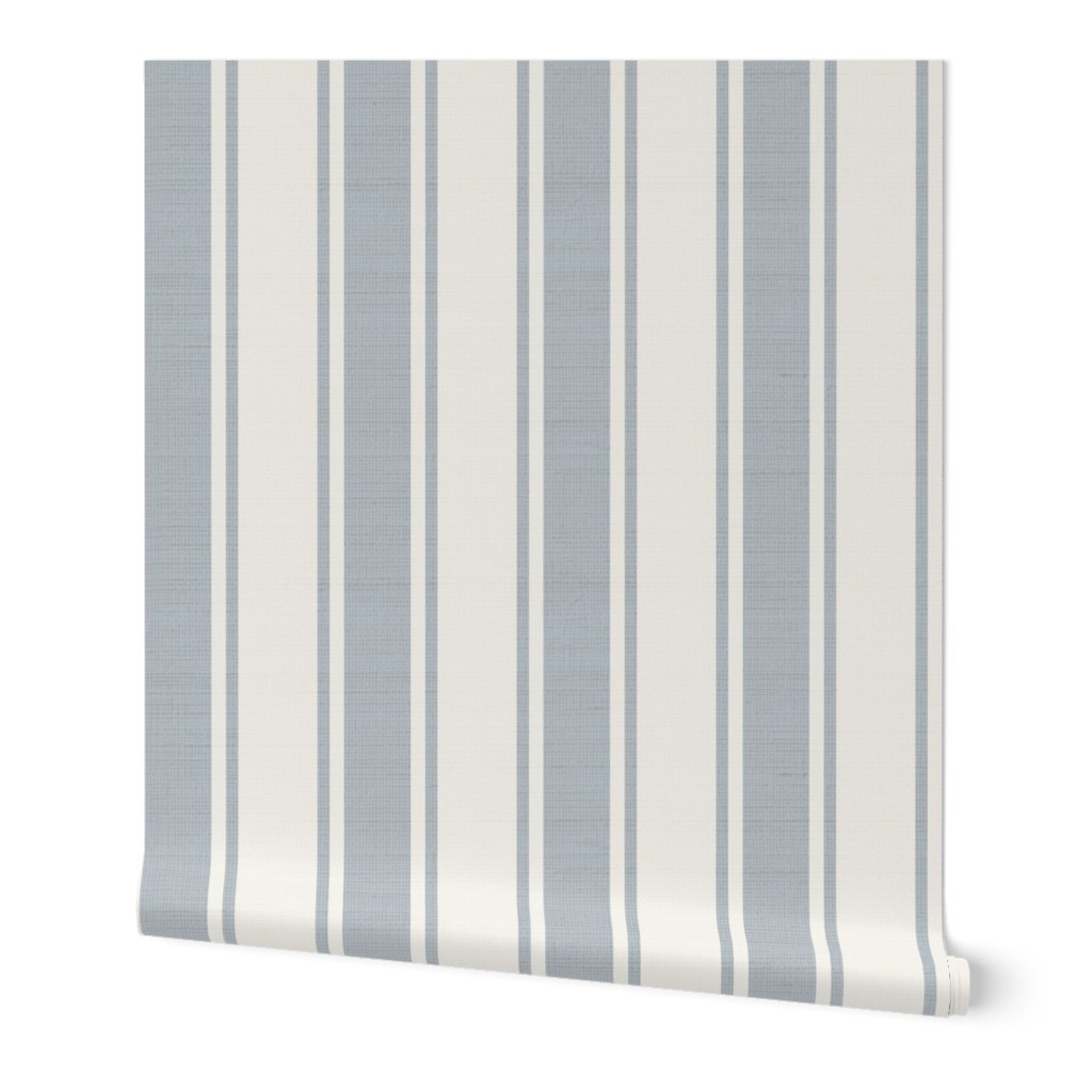 Wallpaper in Wide Ticking Stripes Soft Gray And Cream White Minimalist Neutral Vertical | Spoonflower