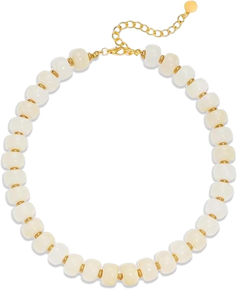 Colorful Beaded Necklace for Women Unique Resin Beads Choker Necklaces Boho Statement Chunky Neck... | Amazon (US)