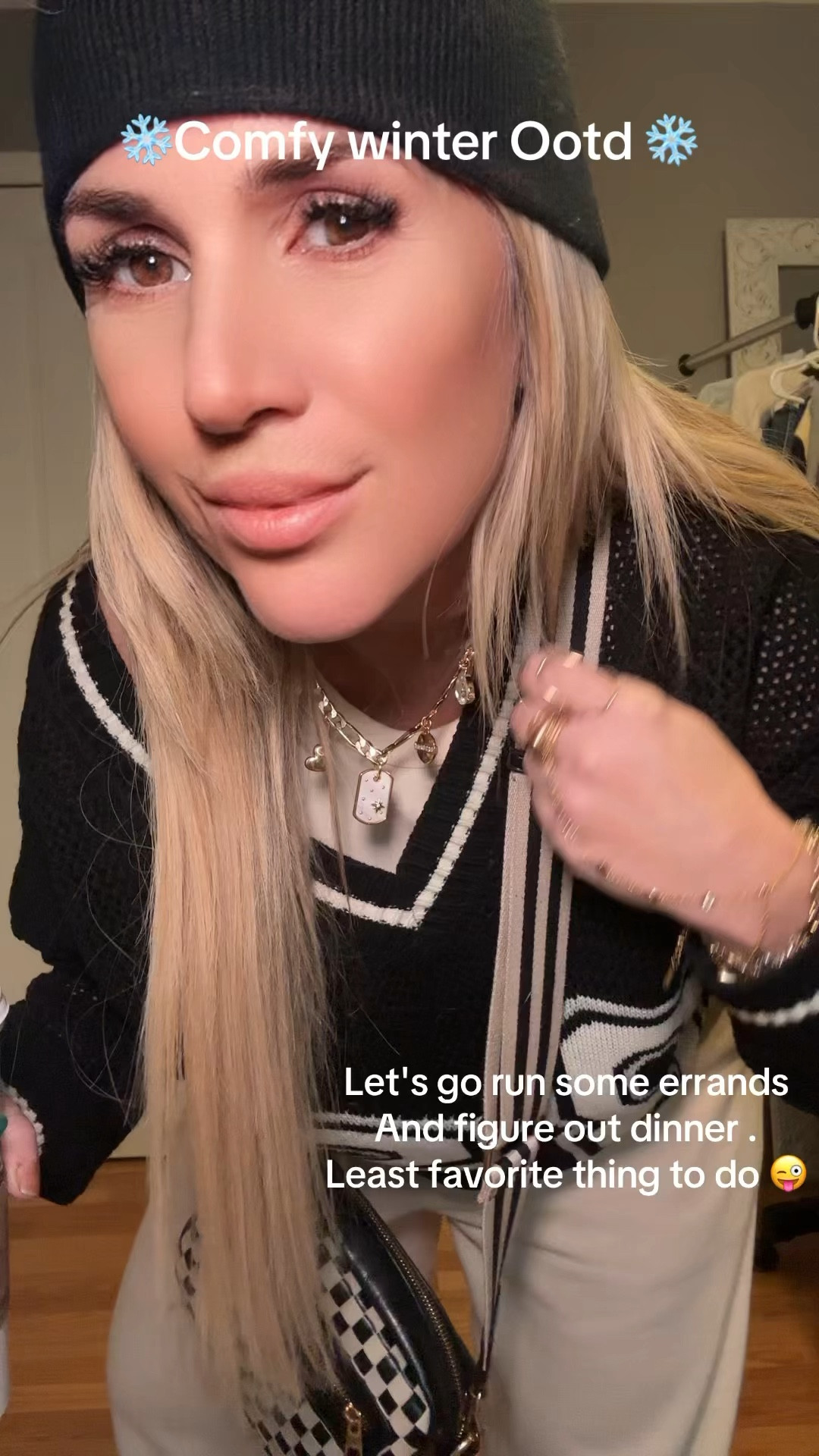 When it's -7 we bread warm @mango sweater Nordstrom wide leg sweats Nordstrom . Black beanie bird bee  platform uggs , purse target #platformuggs #mango # Nordstrom 

#LTKStyleTip #LTKWatchNow