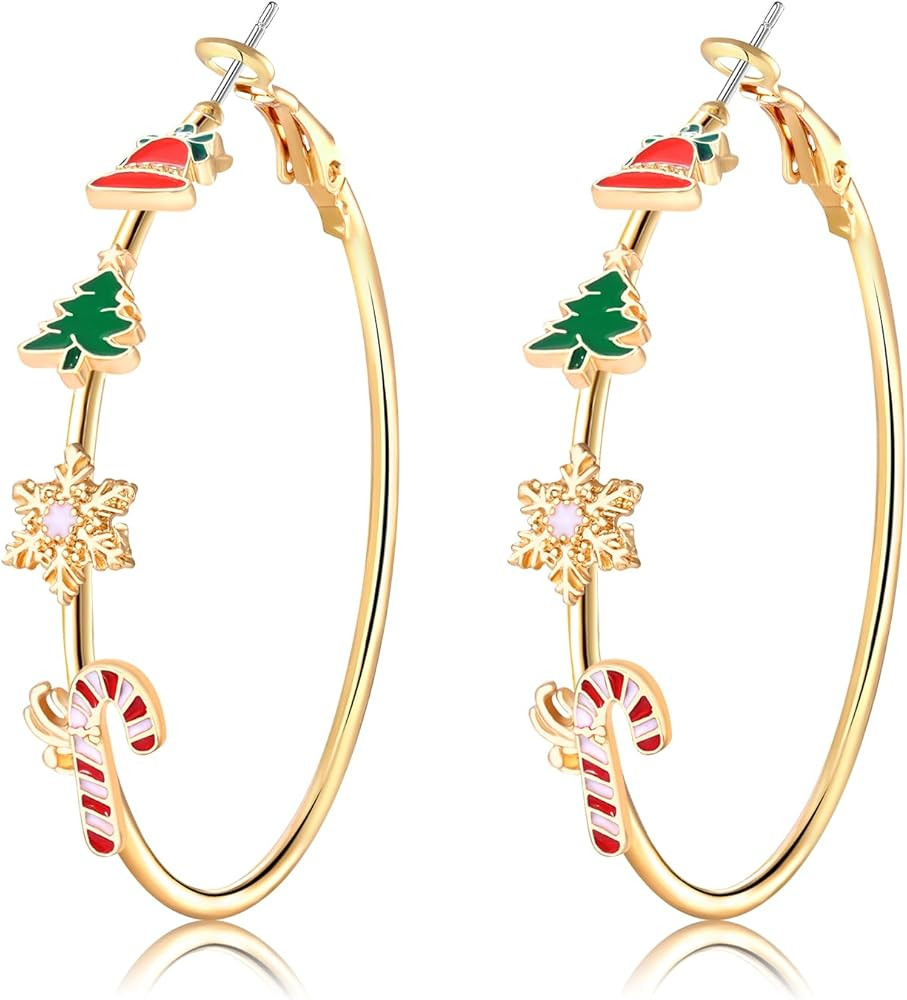 YAHPERN Halloween Thanksgiving Fall Christmas Earrings for Women Festive Holiday Hoop Earrings Co... | Amazon (US)