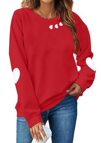 Love Letter Print T Shirt Women Funny Valentine's Day Tee Shirt Love Heart Graphic Long Sleeve Tops Red-Heart | Amazon (US)