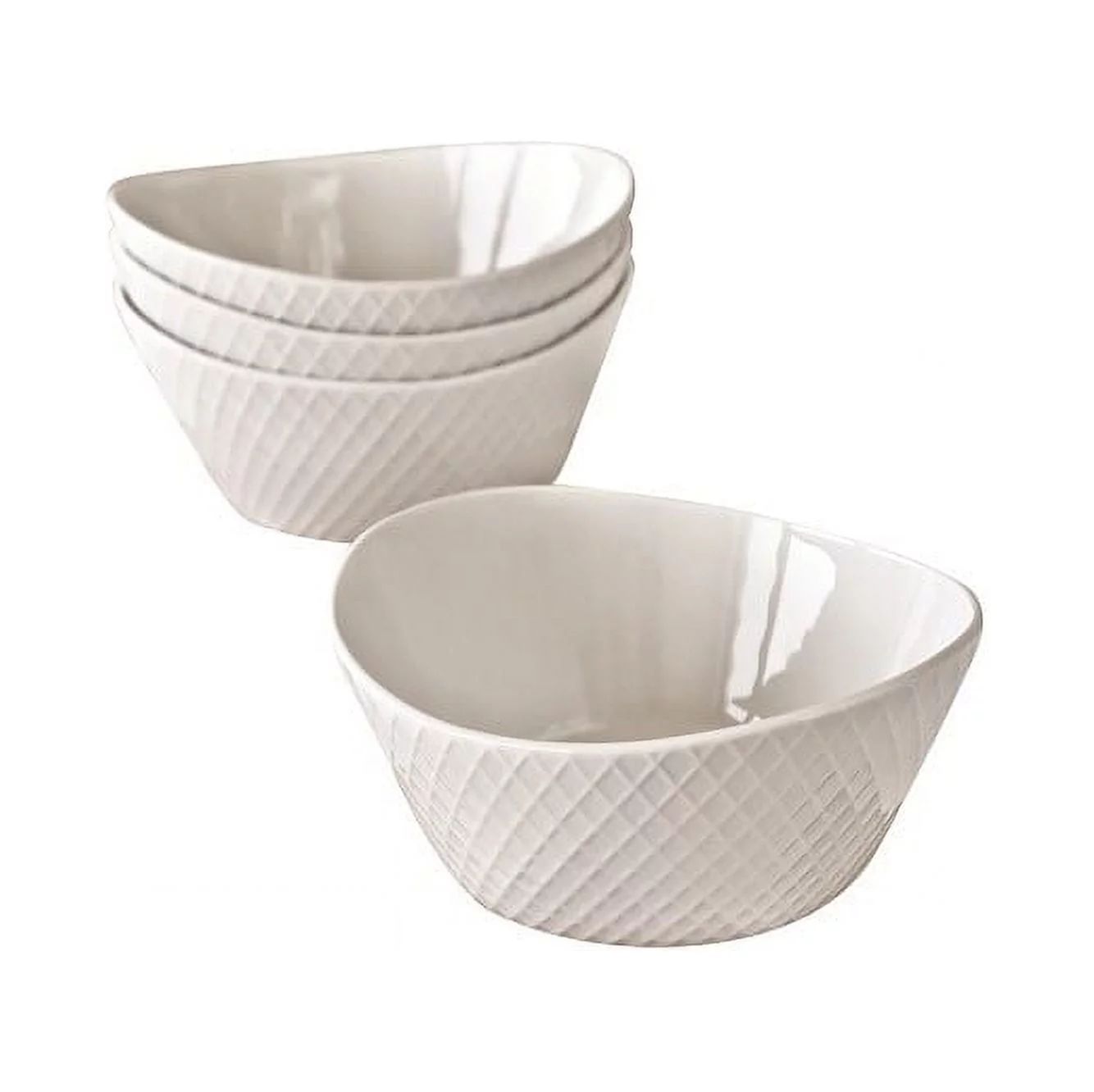 overandback Porcelain Serve Bowl, Diamond Texture, Set of 4, White - Walmart.com | Walmart (US)