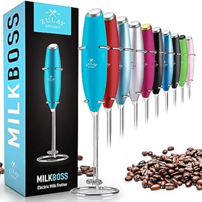 Zulay Original Milk Frother Handheld Foam Maker for Lattes - Whisk Drink Mixer for Bulletproof Co... | Amazon (US)