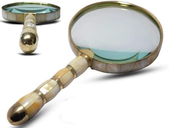 Meridian Nauticals Solid Brass Mother of Pearl 10X Magnifier, Handheld Reading Magnifying Glass, ... | Amazon (US)