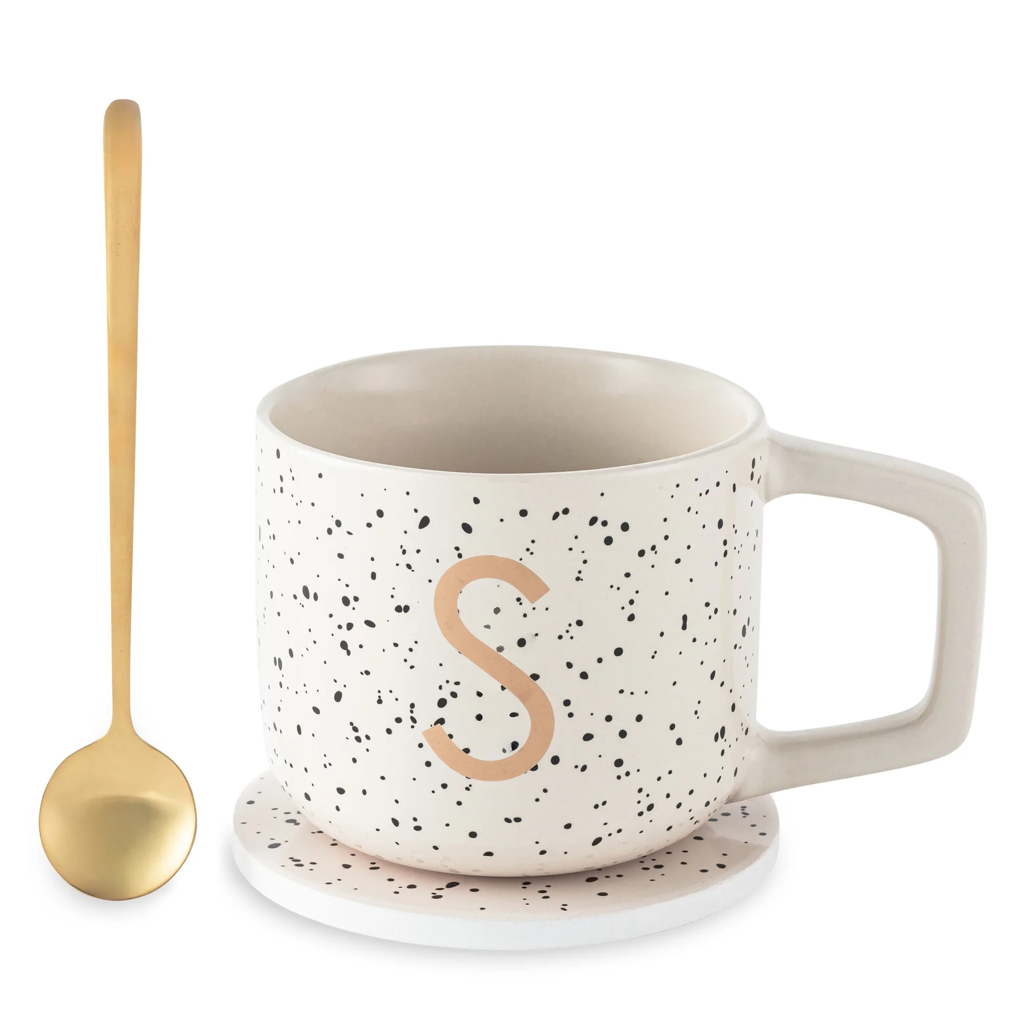 Thyme & Table 13.5 fl oz Monogram S Stoneware Mug, Coaster and Stir Set | Walmart (US)