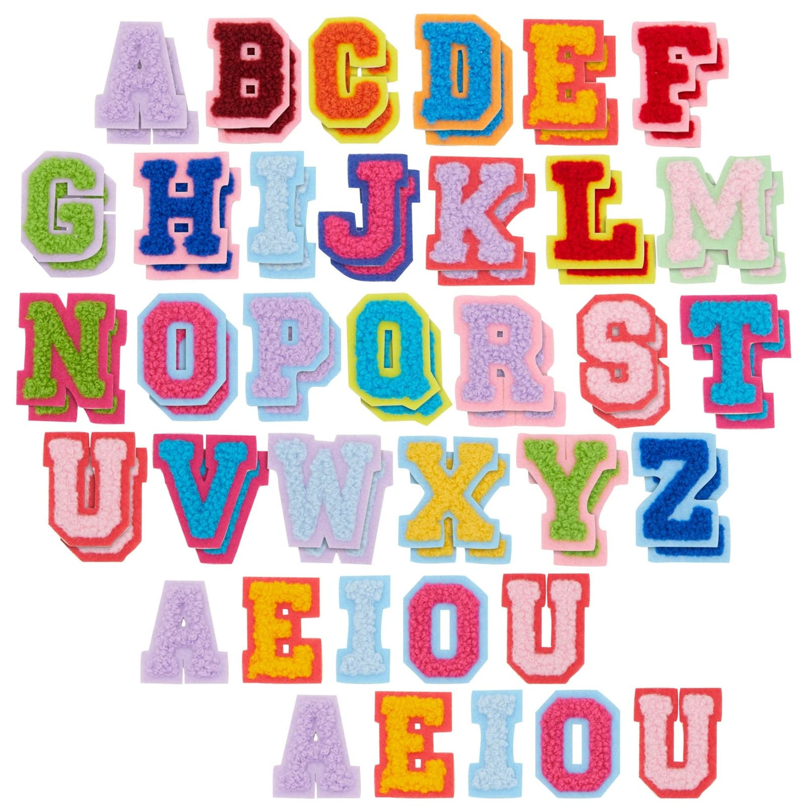 Bright Creations 62 Piece Chenille Letter Patches Small Iron On Letters for Fabric Clothing, A-Z ... | Amazon (US)
