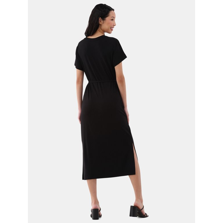 Time and Tru Women's and Women's Plus Belted Dress with Short Sleeves, Sizes XS-4X | Walmart (US)