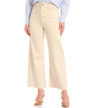 Alexandra High Rise Twill Wide Leg Raw Hem Crop Pants | Dillard's