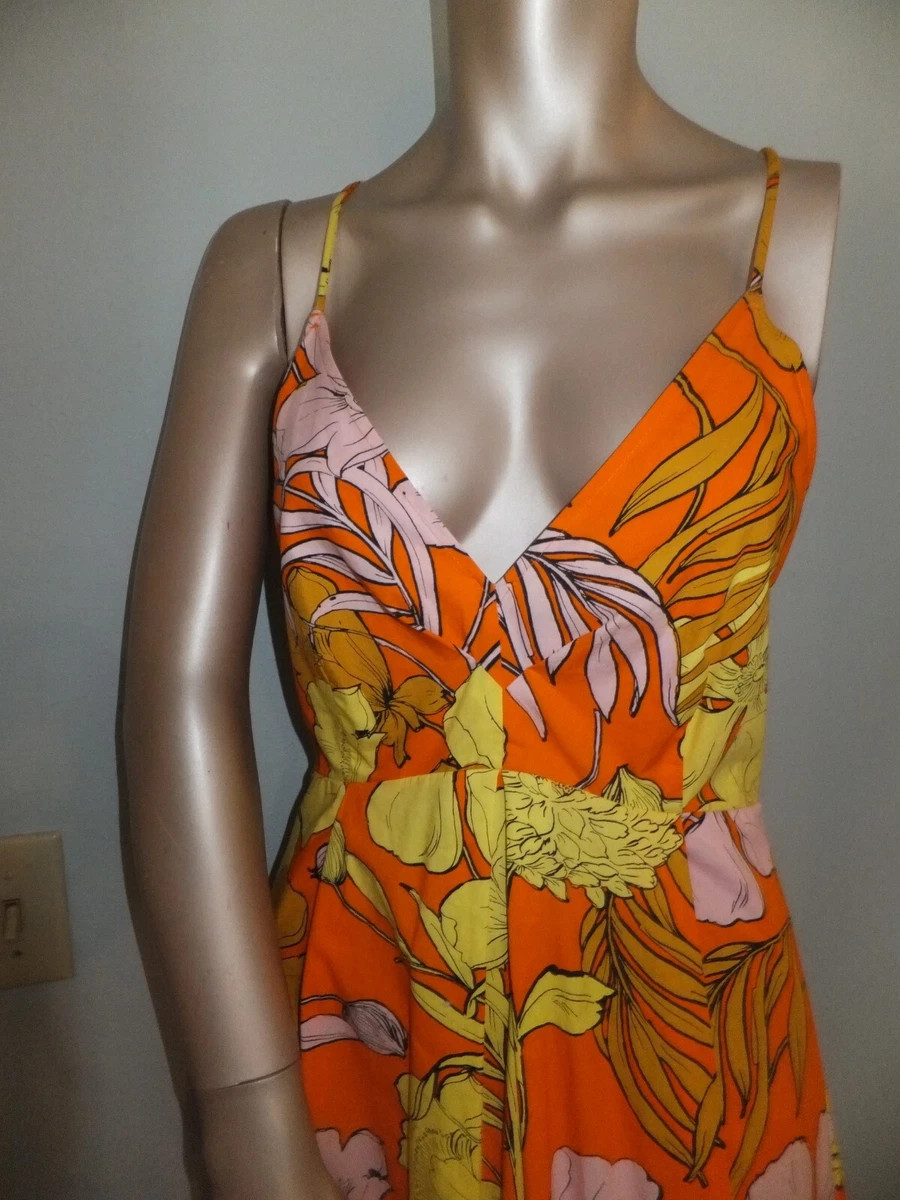 Anthropologie Tracy Reese Orange Floral Maxi Dress Plenty SZ M Retail $248 NWT | eBay US