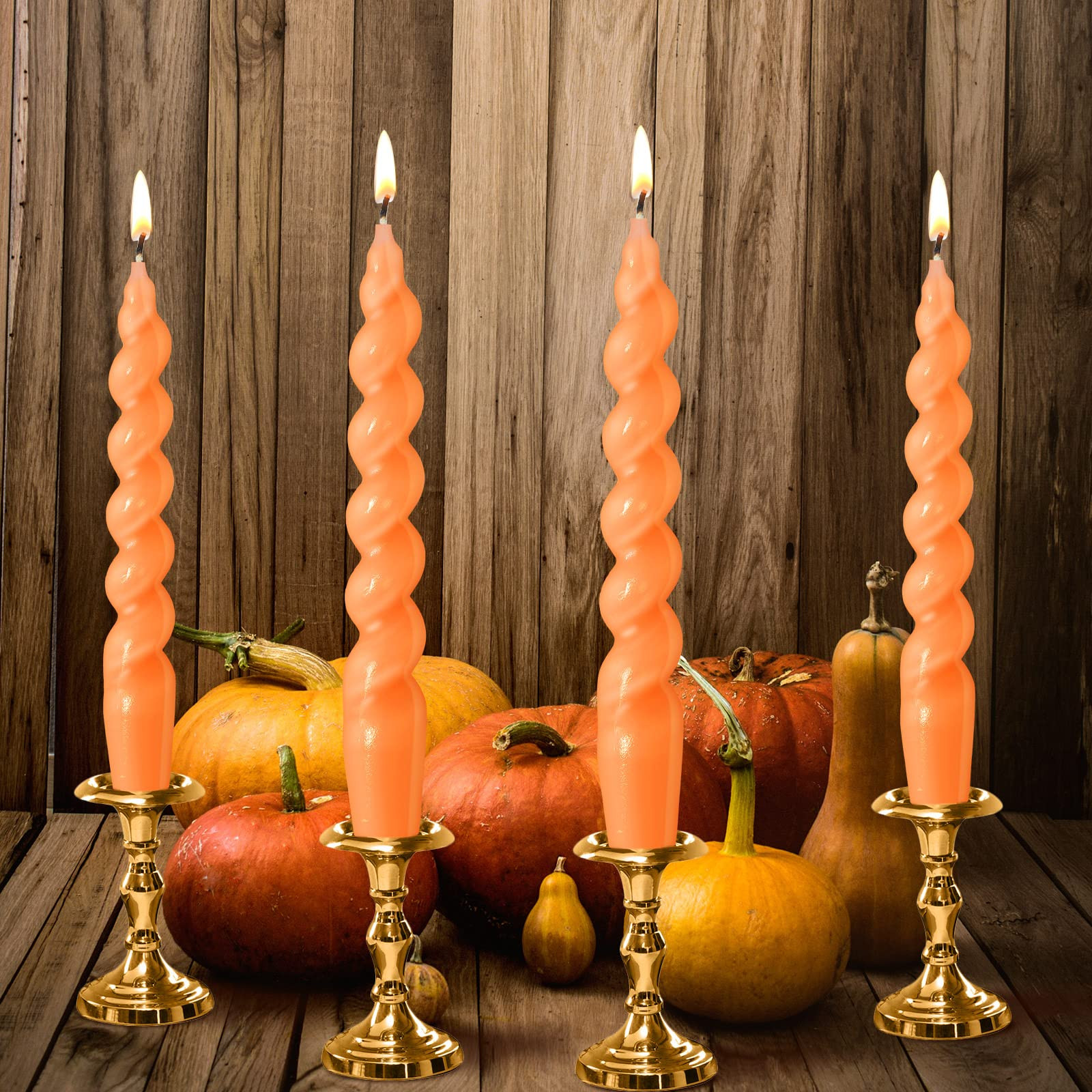 Zhengmy 4 Pcs Spiral Taper Candle 7 Inch Twisted Long Wax Dinner Candlestick for Fall Halloween C... | Amazon (US)