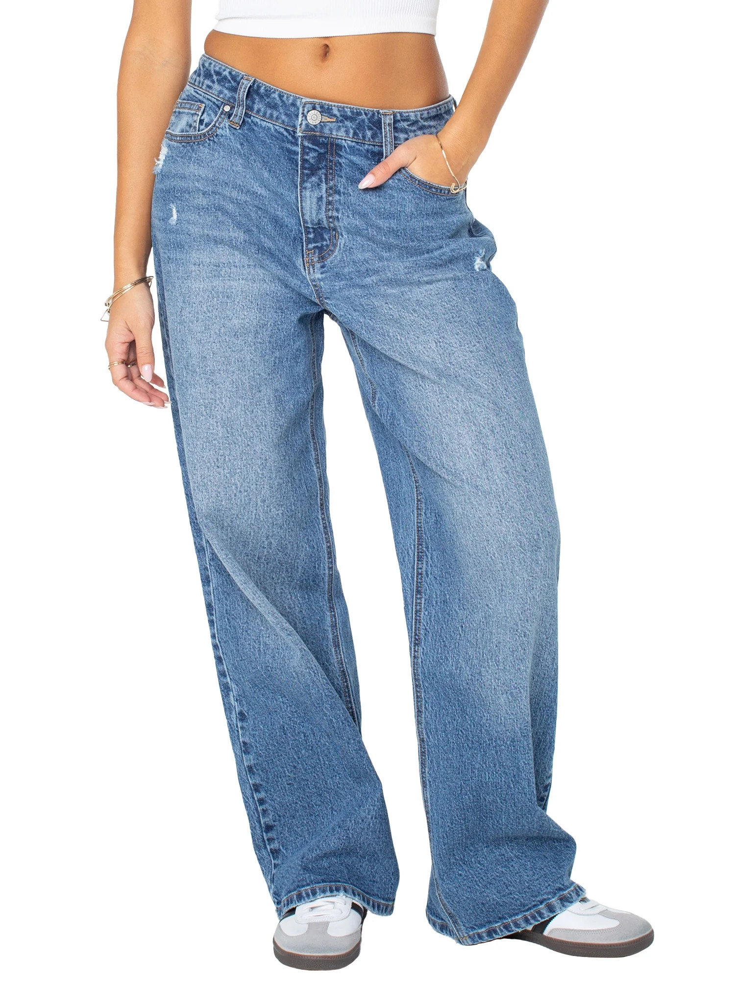 Celebrity Pink Women's and Women's Plus Slouchy Wide Leg Jean, Available in 30", 32", and 34" ins... | Walmart (US)