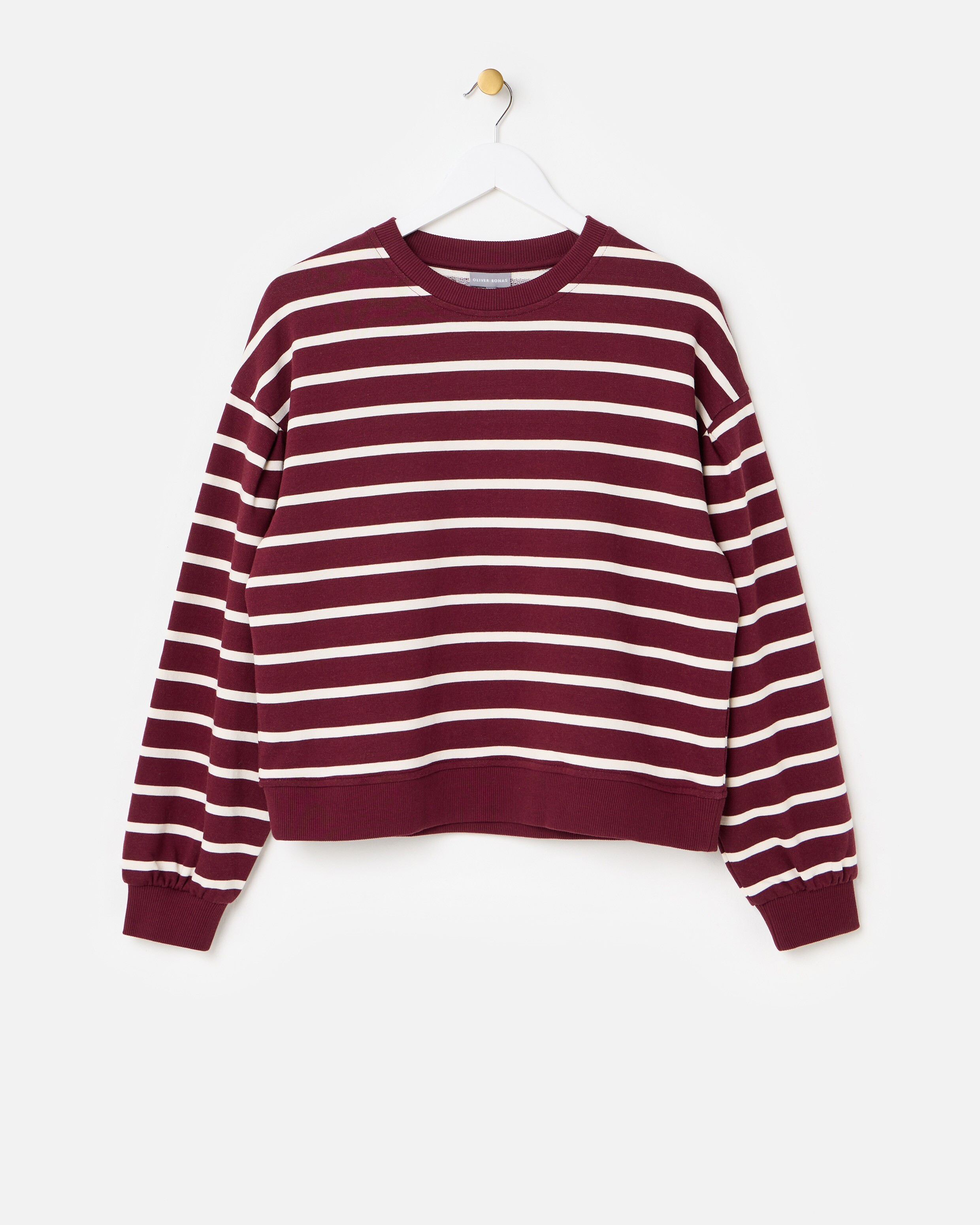 Plum & White Striped Sweatshirt, size 6 | Oliver Bonas (Global)