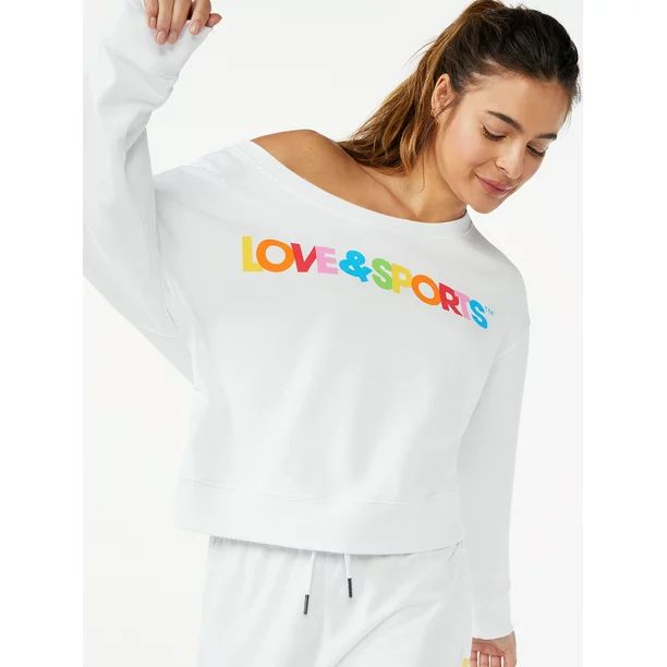 Love & Sports Women's Cropped Logo Sweatshirt - Walmart.com | Walmart (US)