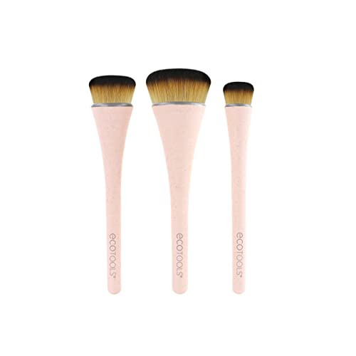 EcoTools 360 Ultimate Blend Makeup Brush Kit, For Cream, Liquid, & Powder Foundation, Blush, & Bronzer, Buff & Blend Makeup, Full Coverage, Dense Bristles, Vegan & Cruelty-Free, 3 Piece Set | Amazon (US)