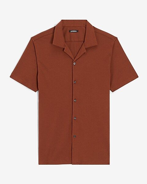 Slim Solid Luxe Pique Short Sleeve Shirt | Express