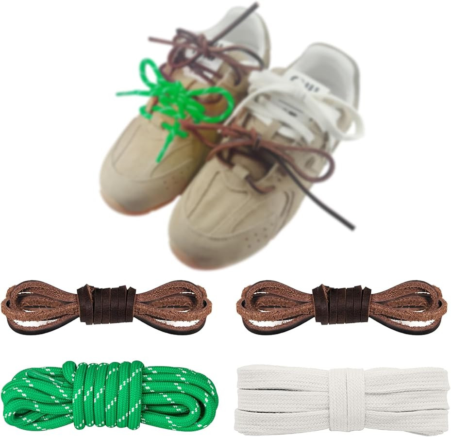 Mixed Color Round Shoe Laces for Sneaker, Flat Leather Shoelaces Replacement Laces kit | Amazon (US)