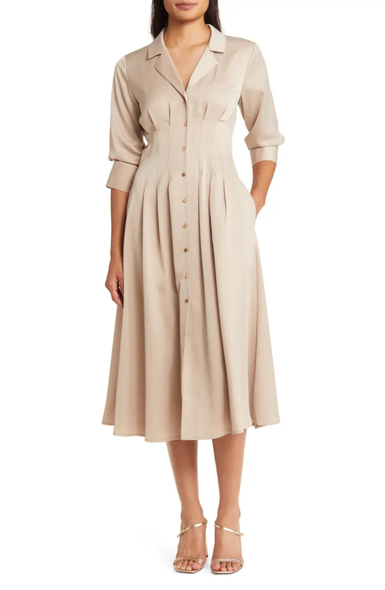 ZOE AND CLAIRE Pleat Midi Shirtdress | Nordstrom | Nordstrom