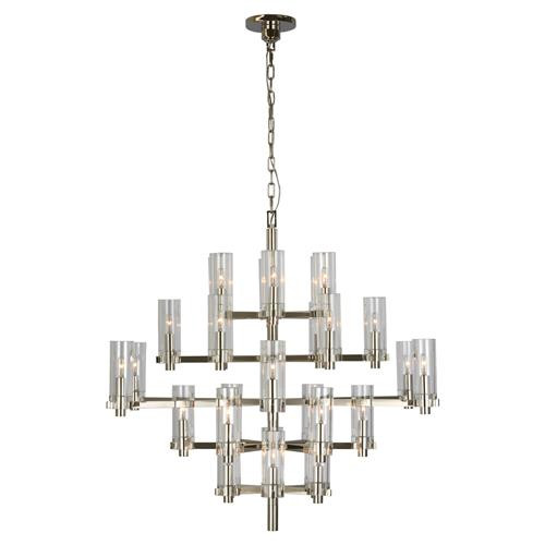 Visual Comfort Sonnet Polished Nickel Metal Glass 5 Tier Chandelier - Large | Kathy Kuo Home