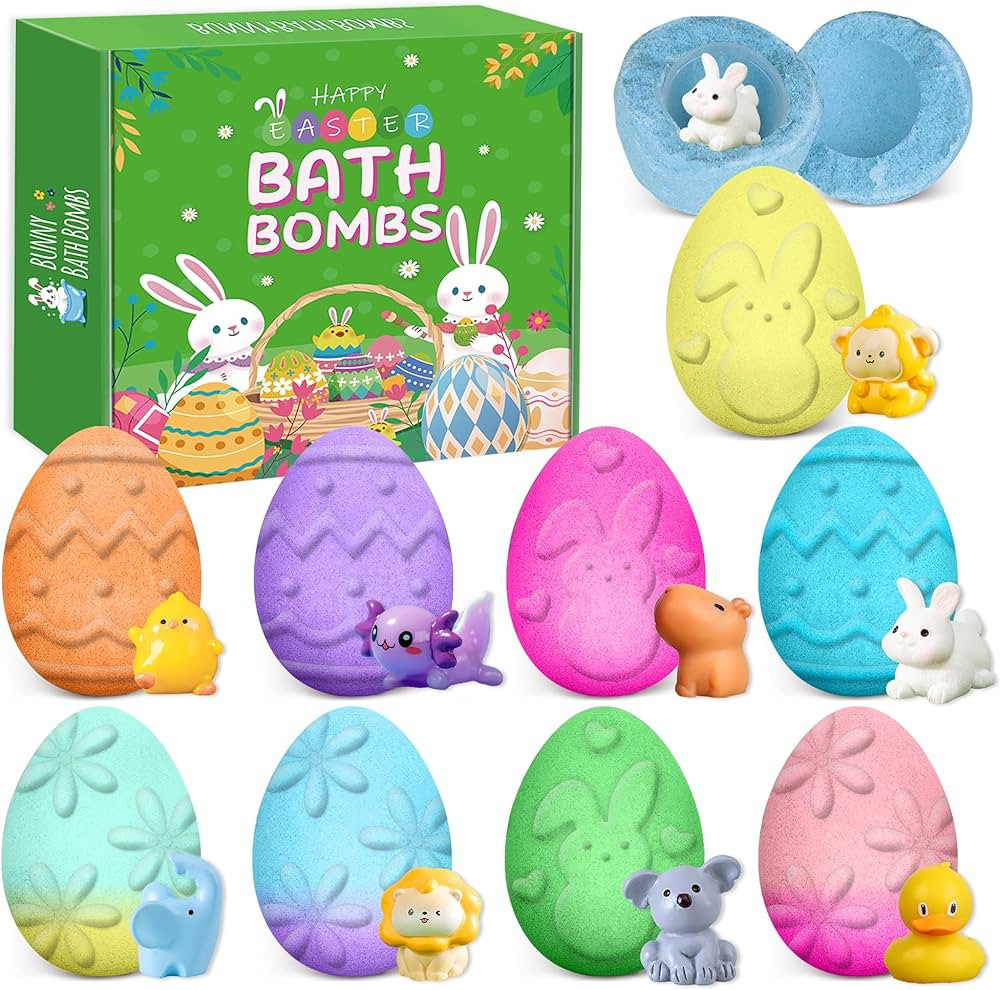 Easter Egg Bath Bombs for Kids with Surprise Toys Inside, Easter Basket Stuffers for Boys and Gir... | Amazon (US)