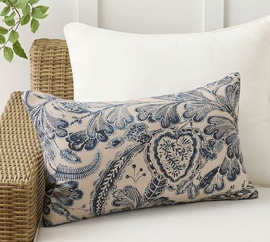 Simeon Floral Lumbar Outdoor Pillow | Pottery Barn (US)