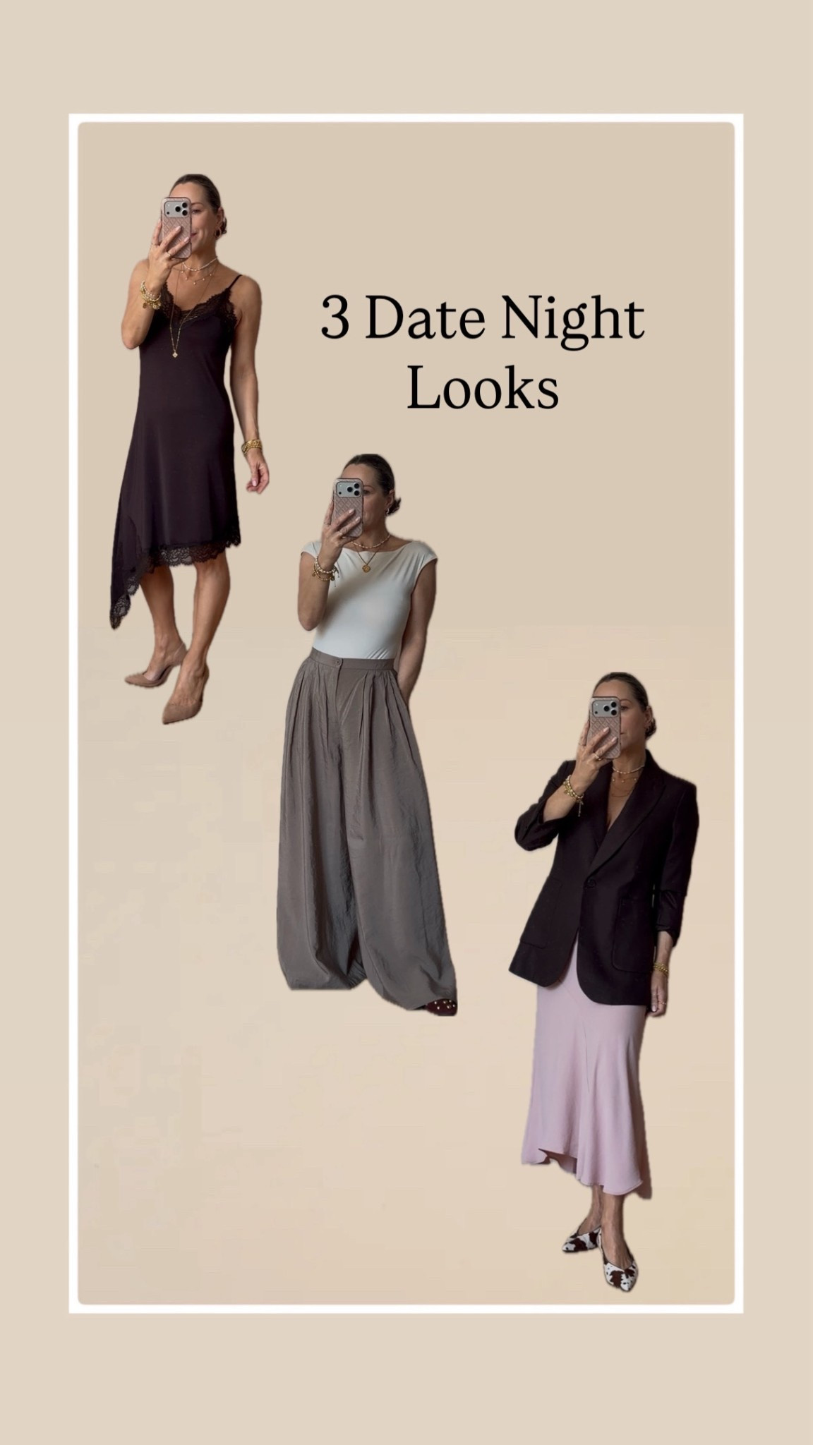 Date night, Valentines, Galentines, Lace Dress, Satin skirt, Brown Blazer, Wide Leg Trousers 

#LTKuk