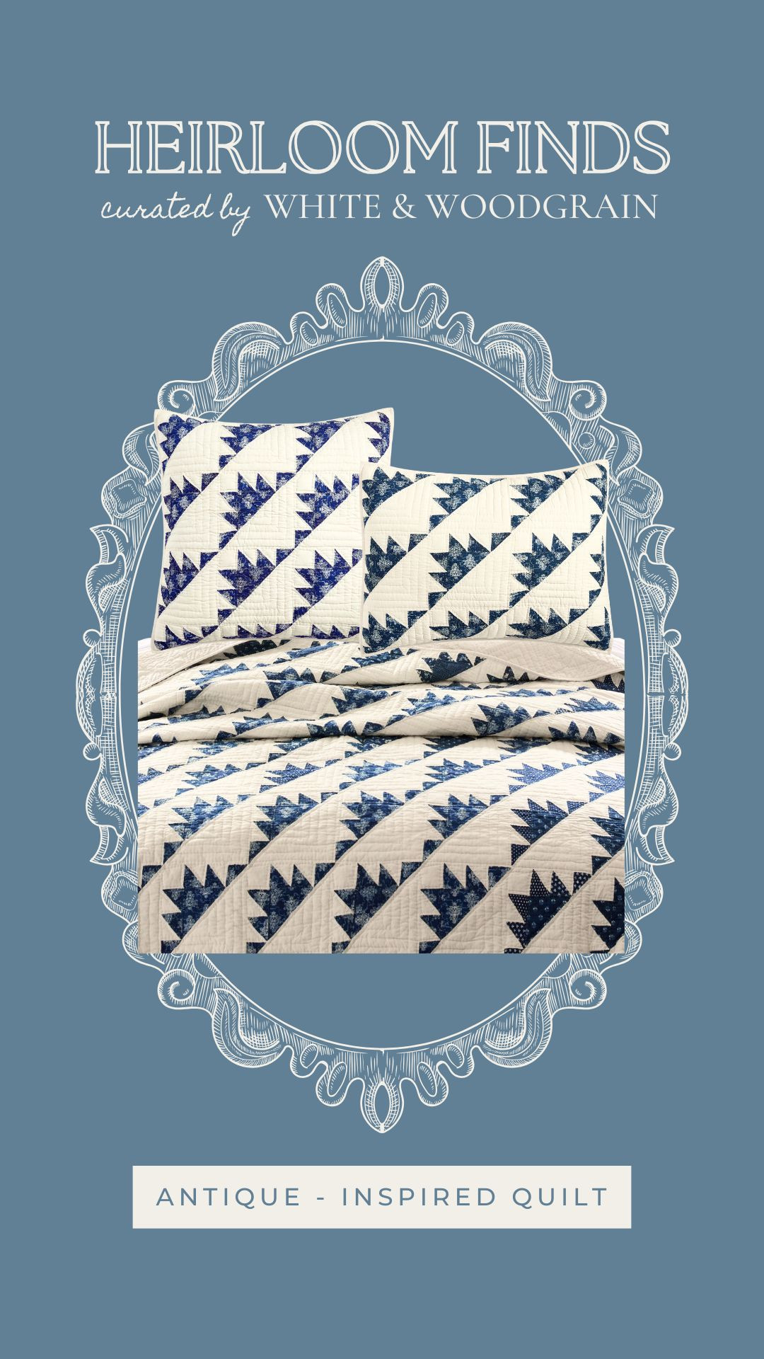 This antique-inspired quilt set from Pottery Barn is a stunner!! The pretty pattern is just beautiful, and the colors remind me of old indigo and white quilts I've seen at antique markets in the past. So pretty!! 

 #LTKHome