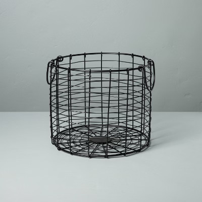 Round Wire Storage Basket with Handles Black - Hearth & Hand™ with Magnolia | Target