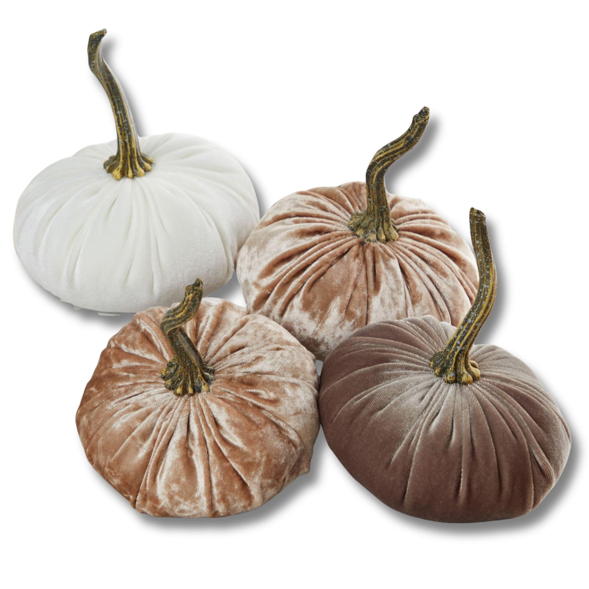 Set of 4, Small Velvet Pumpkins, Taupe Decor, Neutral Bowl Filler for Kitchen, Year Round Mantel ... | Amazon (US)