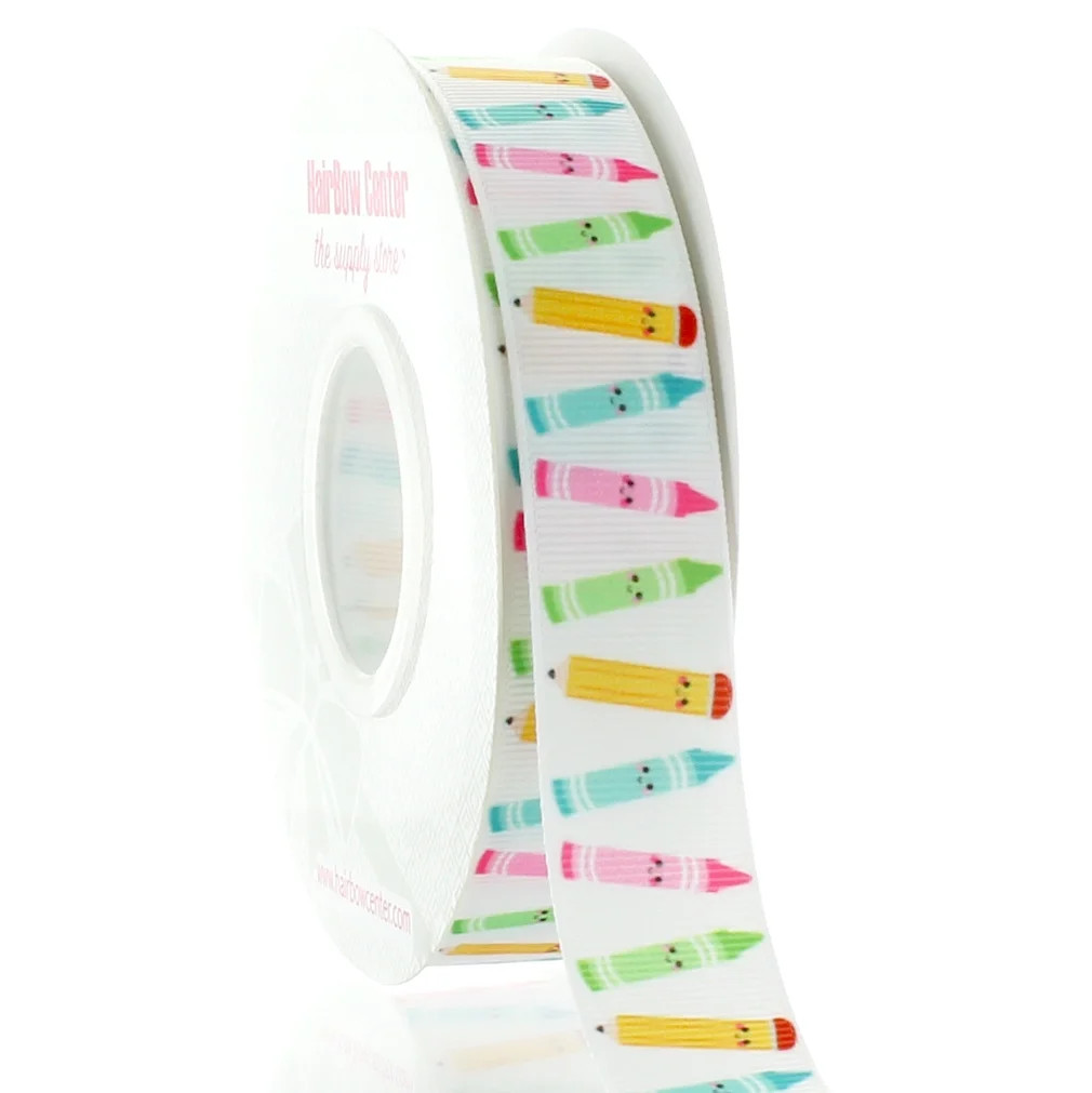 7/8" Back 2 School Crayons Grosgrain Ribbon 25 Yard | Walmart (US)