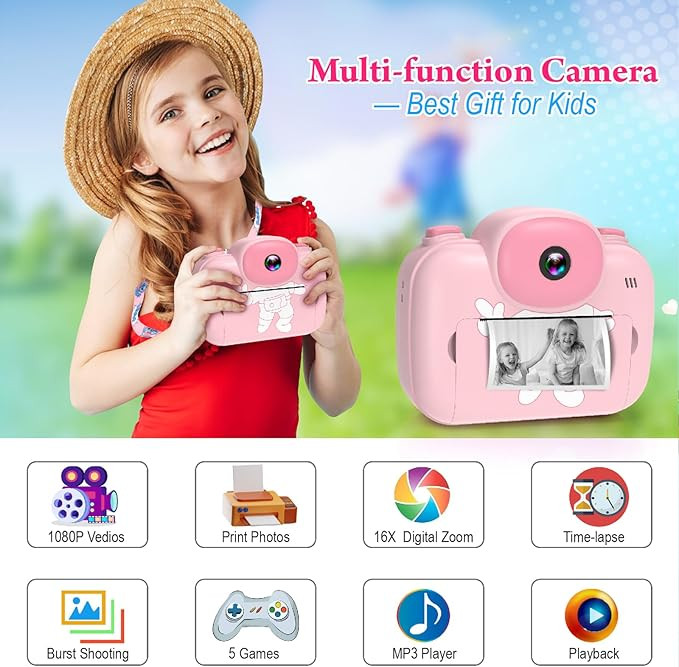 Kids Camera Instant Print, 3.5'' Kids Digital Camera Instant with 1080P HD Photos & Videos, Chris... | Amazon (US)