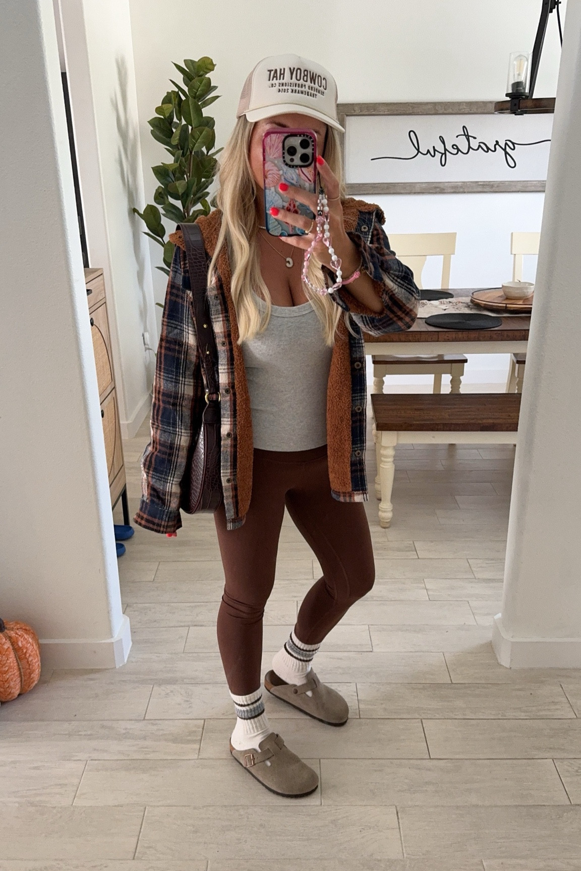 Easy casual fall outfit!
Flannel on sale size small
Align leggings 
Birkenstock Boston clogs
Slouchy socks 

#LTKShoeCrush #LTKSaleAlert #LTKFindsUnder100