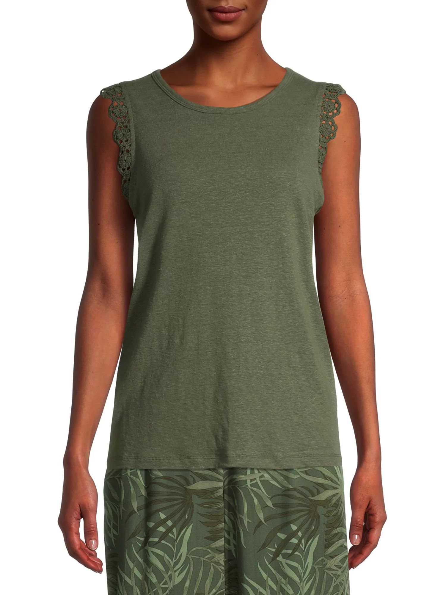 Time and Tru Women's Crochet Trim Tank | Walmart (US)