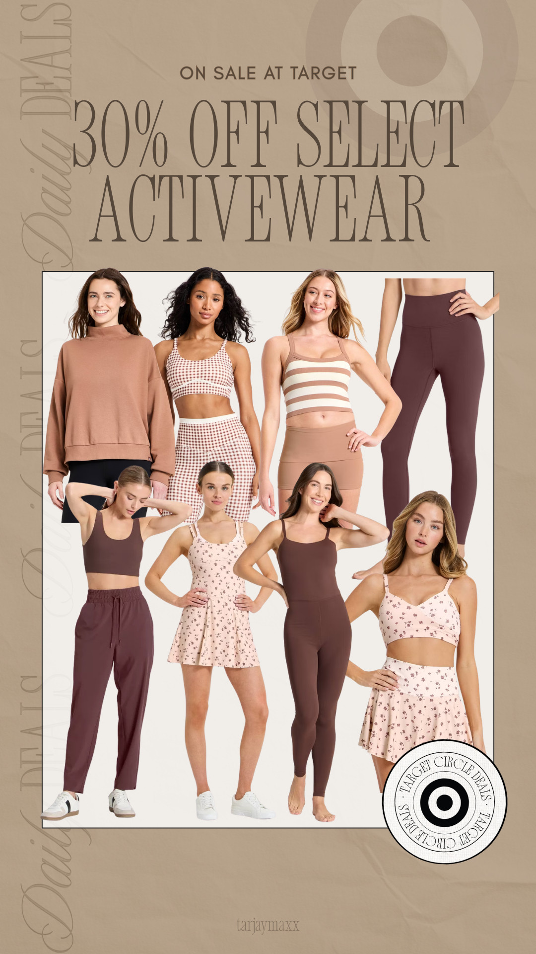 There are so many good neutral workout pieces included in the sale. Loving all the brown sets!
spring outfits 2026, date night outfits, vacation outfits beach, easter basket stuffers, easter dress women, st patricks day outfit women, spring dresses, work outfits, plus size fashion, spring break outfits
target activewear, workout sets, pilates outfits, athleisure outfits, tennis skirt outfit 

 #LTKgrwm #LTKootd #LTKActive