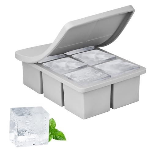 Large Ice Cube Tray – Silicone Ice Cube Trays for Whiskey, 2-Inch Big Square Ice Trays for Freezing, Huge Ice Cube Maker for Cocktails | Amazon (US)